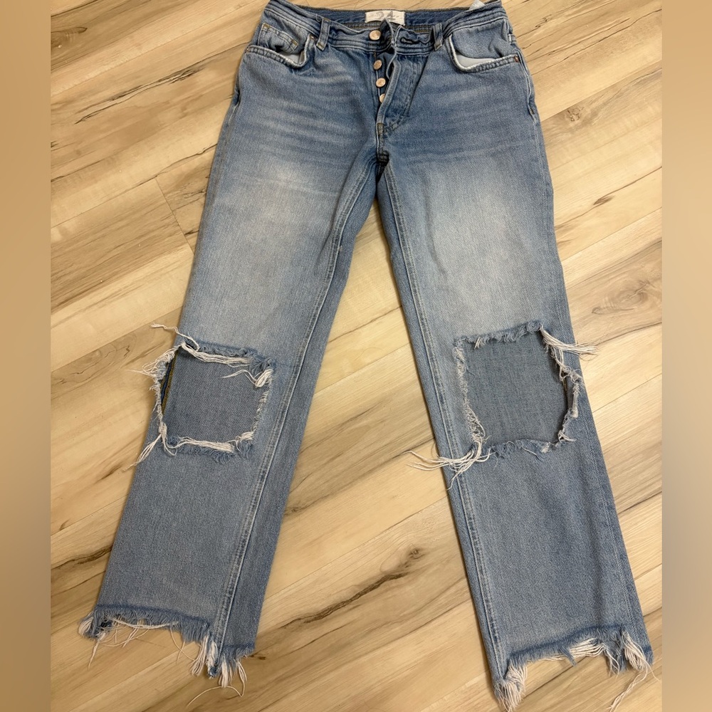 Free People Light Blue Straight Leg Jeans